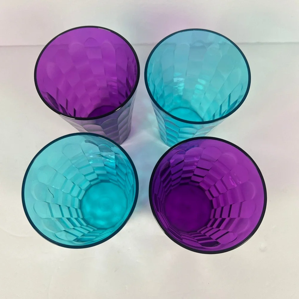 Tupperware Ice Prism Acrylic Tumblers 16oz Purple and Blue  Set of 4 NEW